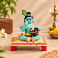 Venna Krishna Wooden Figurine – Sitting & Eating Butter | Etikoppaka Style